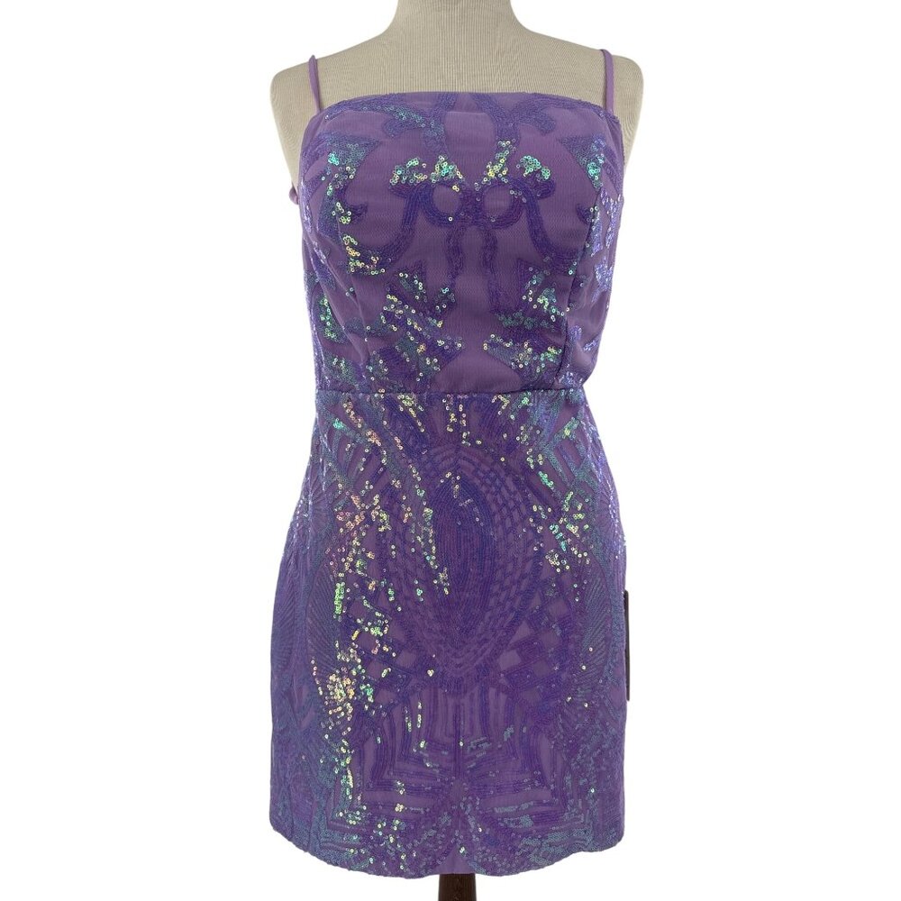 Purple Sequin Embellished Wedding Dress Sleeveless Size‎ 8